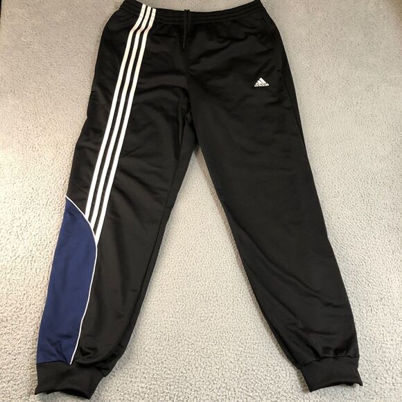 Adidas Pants Men Large Black Joggers Basketball Tapered Workout Outdoor Athletic - Picture 1 of 9